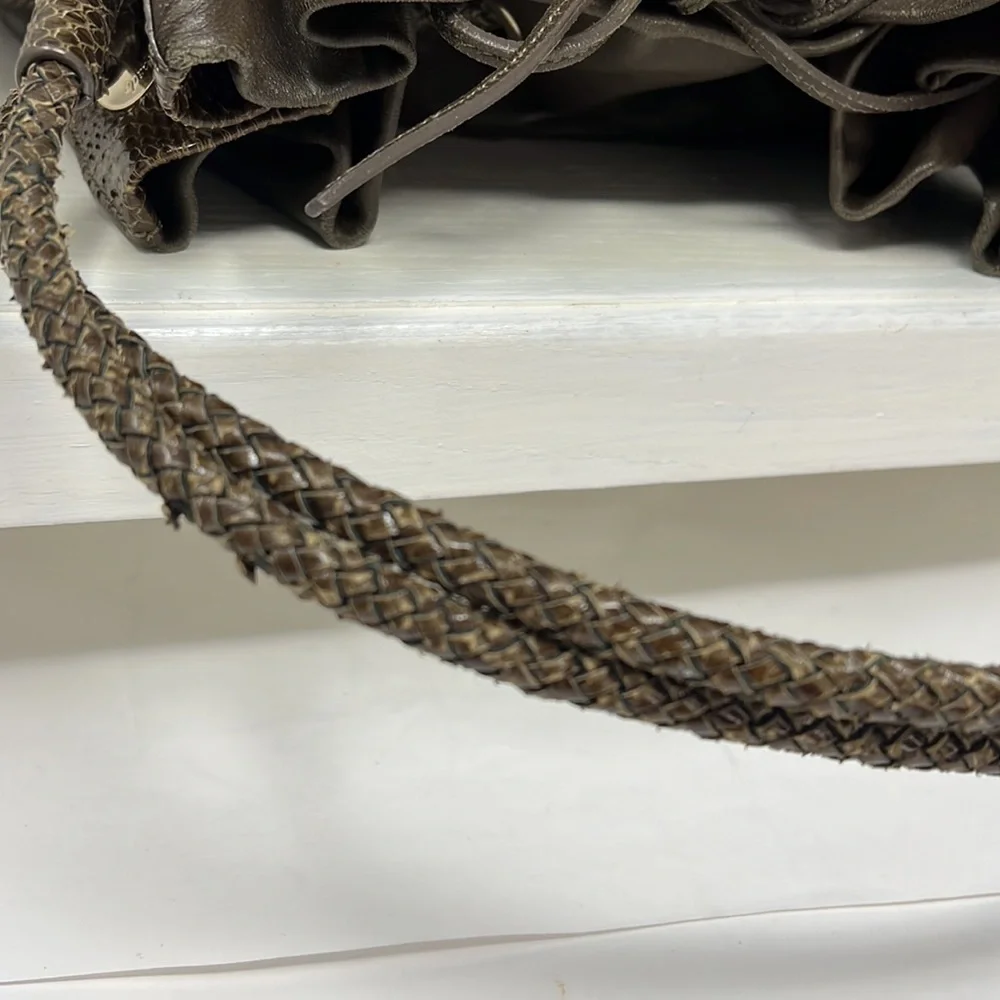 Kate Spade Olive Green Leather and Snakeskin Large Shoulder Bag